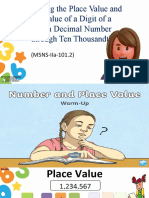 Giving the Place Value and Value of a Digit of a Decimal Number