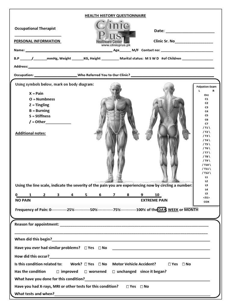 Chiro PT Form Download Free PDF Edema Chiropractic