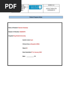 Patient Progress Notes (NUR 314)