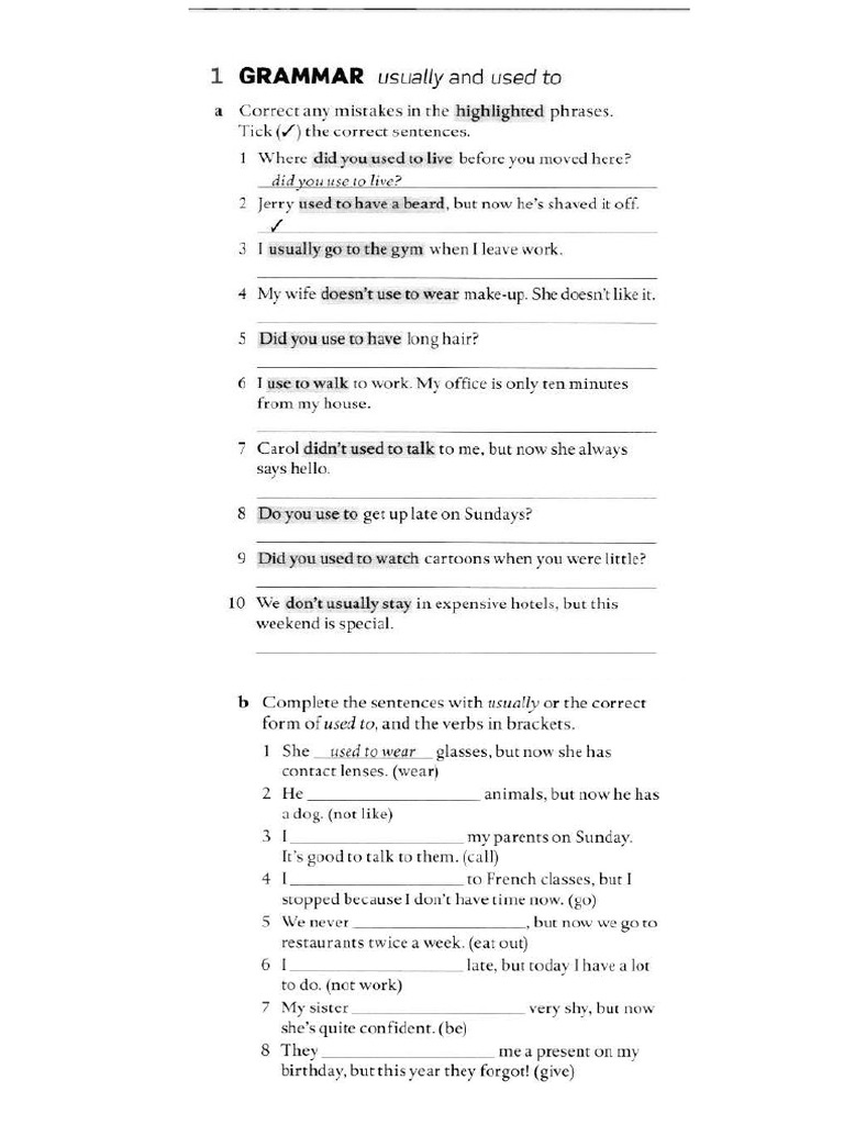 Usually and Used To Extra Practice | PDF
