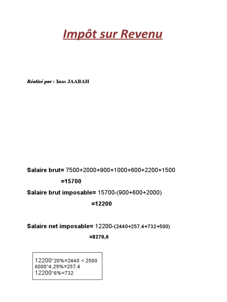 Calcul de l'impôt sur le revenu 2023 | PDF