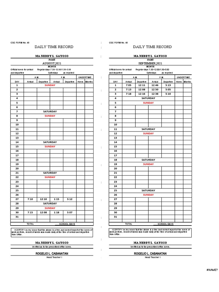 DTR Template PDF