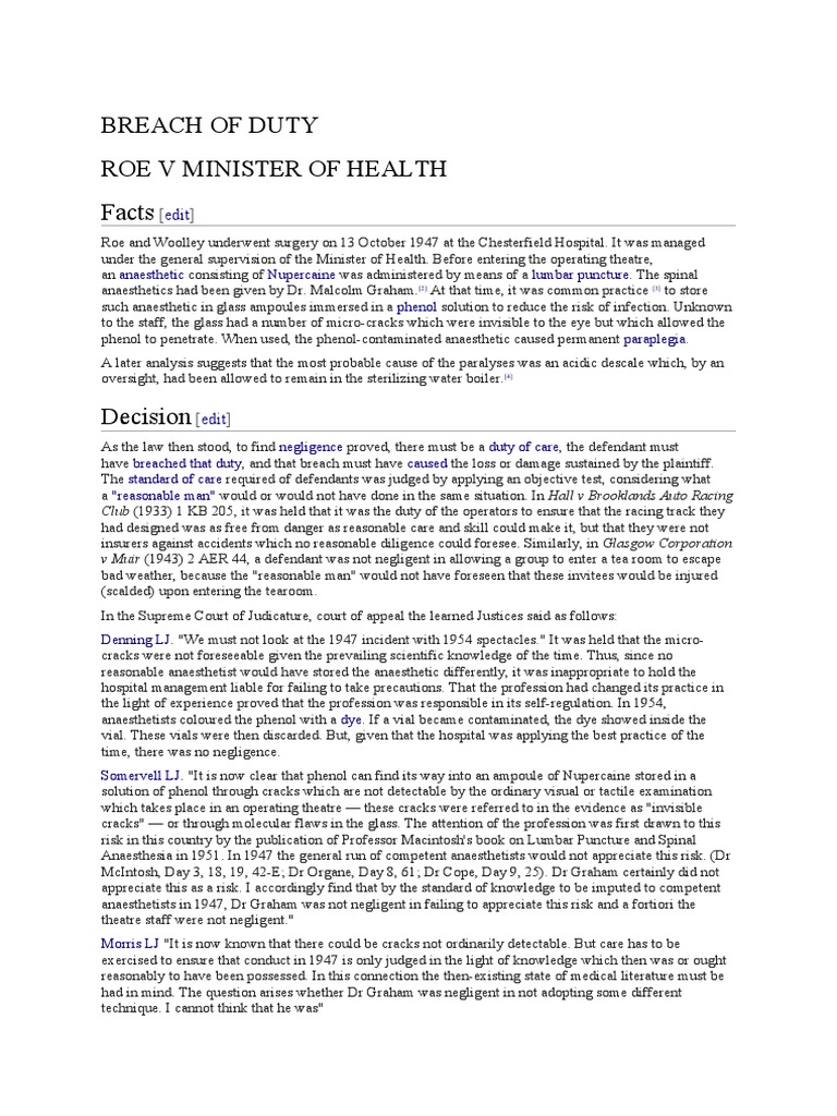 Breach of Duty in Medical Negligence | PDF