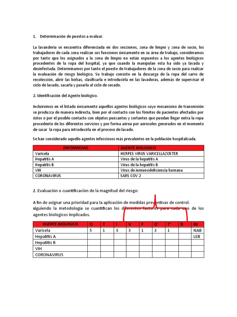 Evaluación De Riesgo Biológico En Lavandería Pdf Virus Vih