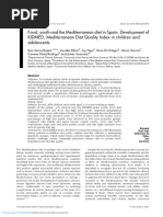 Food Youth and The Mediterranean Diet in Spain Development of Kidmed Mediterranean Diet Quality Index in Children and Adolescents