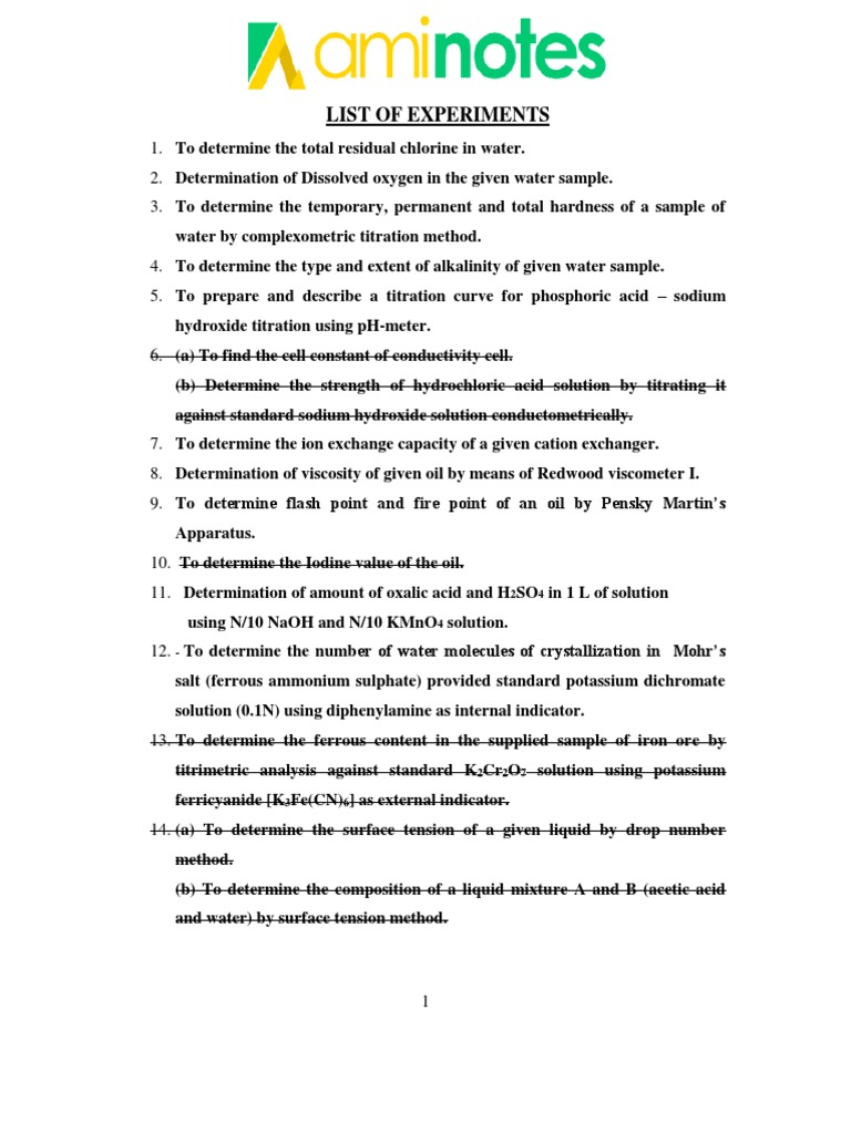 Chemistry Pocket Lab Manual | PDF | Chemistry | Titration