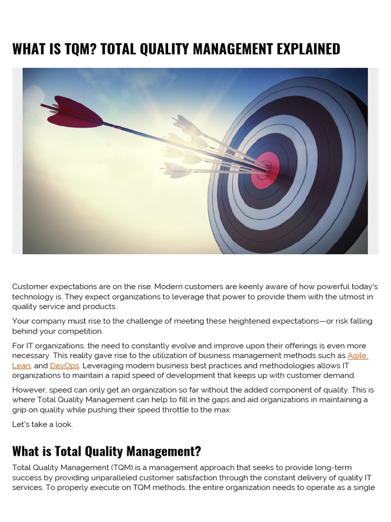What Is TQM Total Quality Management Explained | PDF | Quality ...