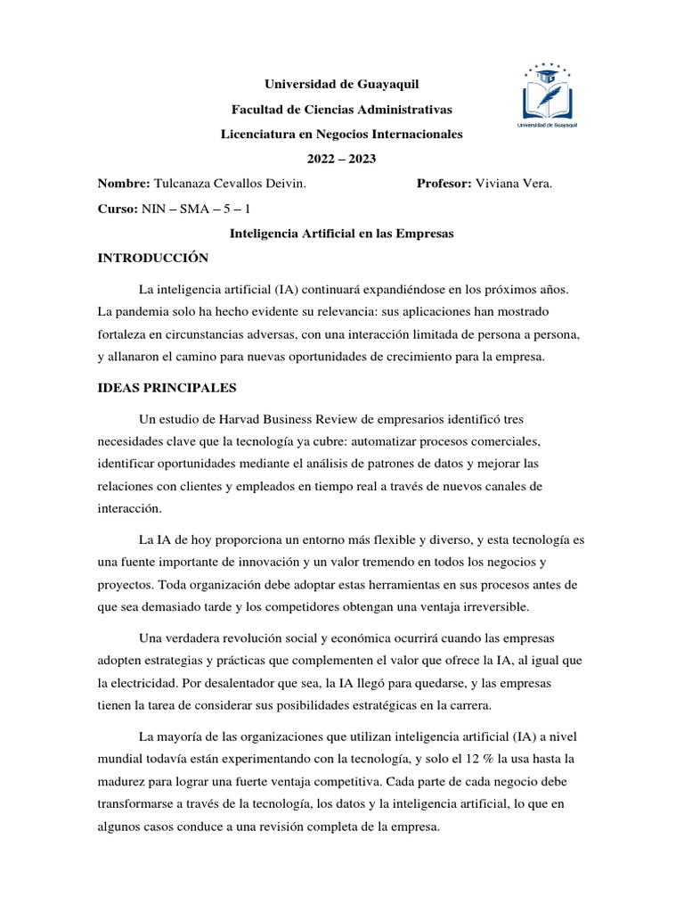Inteligencia Artificial en Empresas 2023 | PDF | Inteligencia ...
