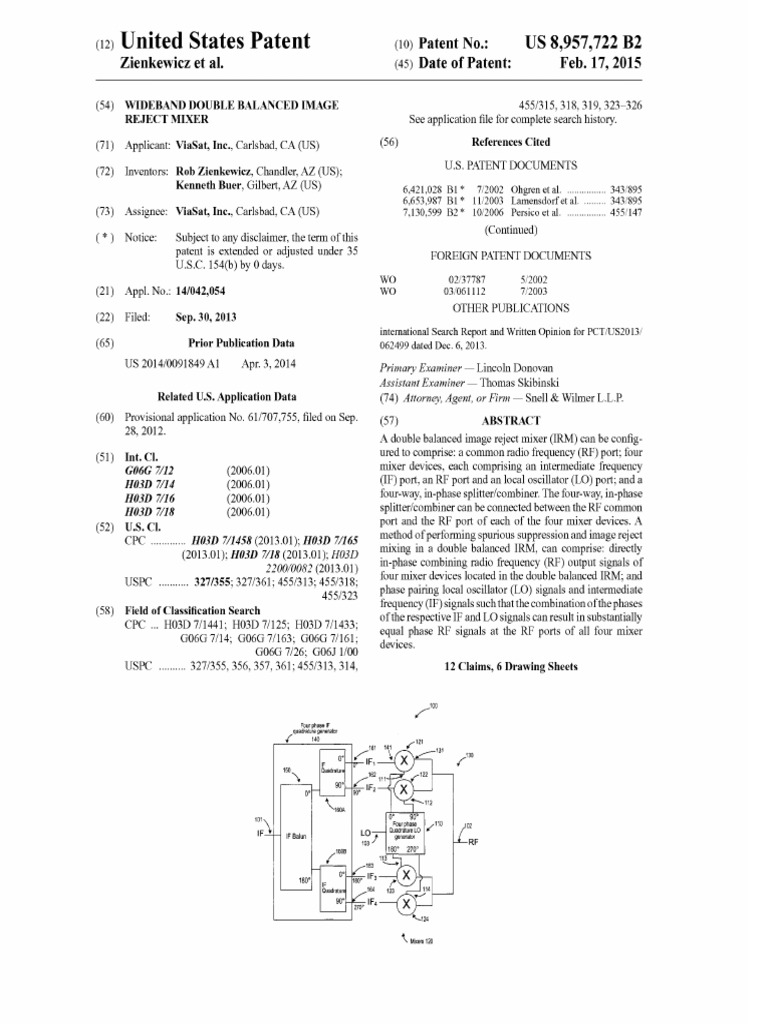 Wideband Double Balanced Image Reject Mixer PDF