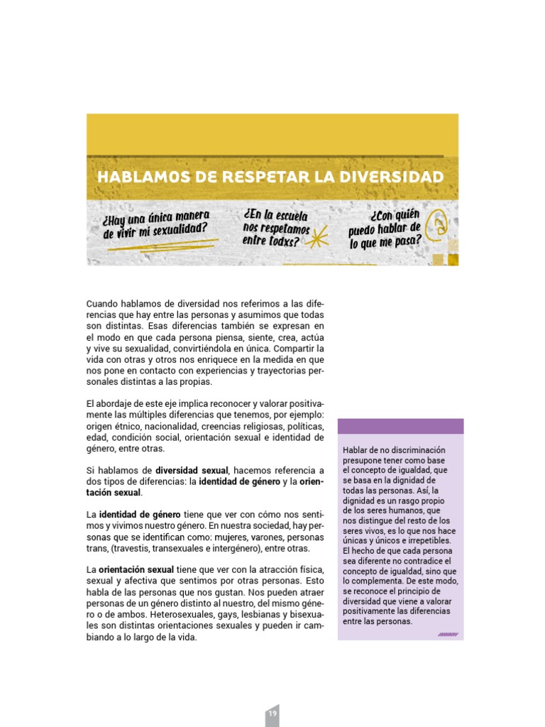 Respetar la Diversidad Sexual y de Género | PDF | Educación sexual ...