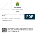 Justiça Eleitoral Tribunal Superior Eleitoral Certidão