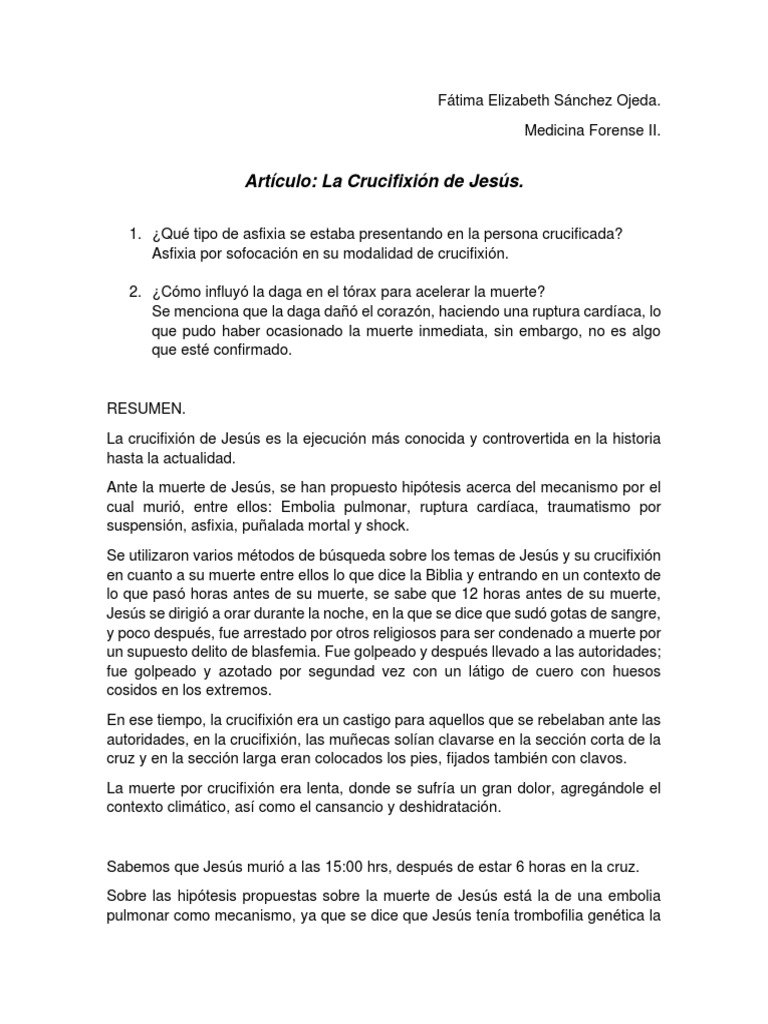 La Crucifixión de Jesús Mecanismo de Muerte | Descargar gratis PDF ...