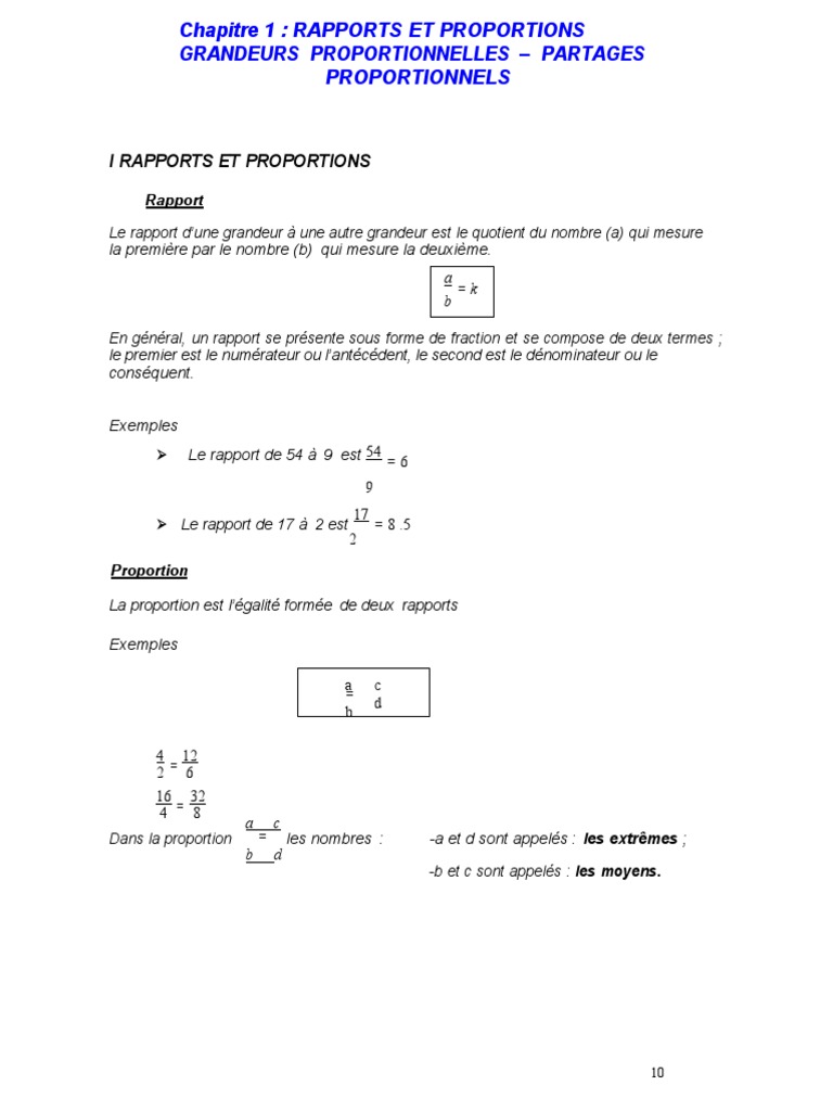 Rapports et Proportions en Mathématiques | PDF | Mathématiques | Division