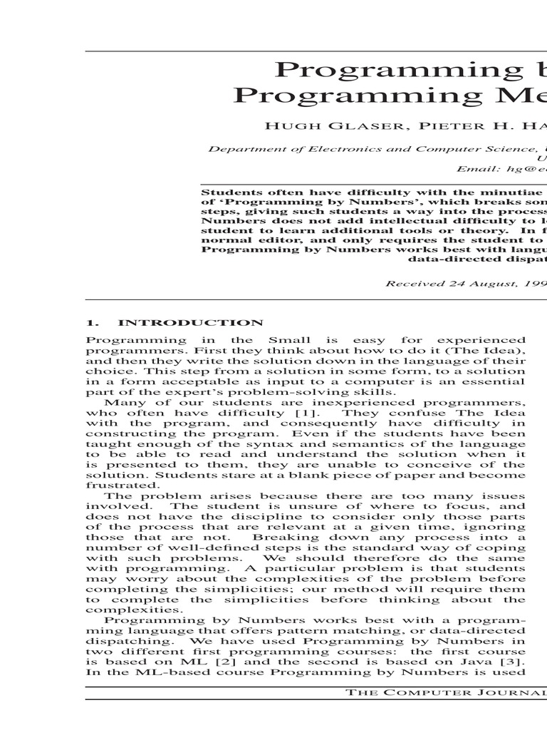 Programming by Numbers | PDF | Method (Computer Programming) | Function ...