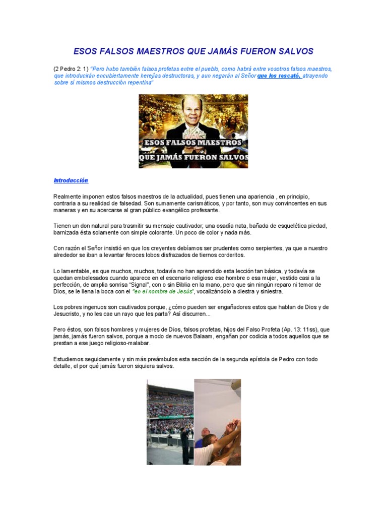 Esos Falsos Maestros Que Jamás Fueron Salvos PDF Salvación Dios Esos Falsos Maestros Que Jamás Fueron Salvos PDF Salvación Dios