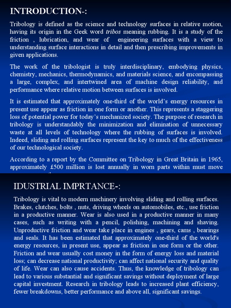 Tribology PDF Wear Friction