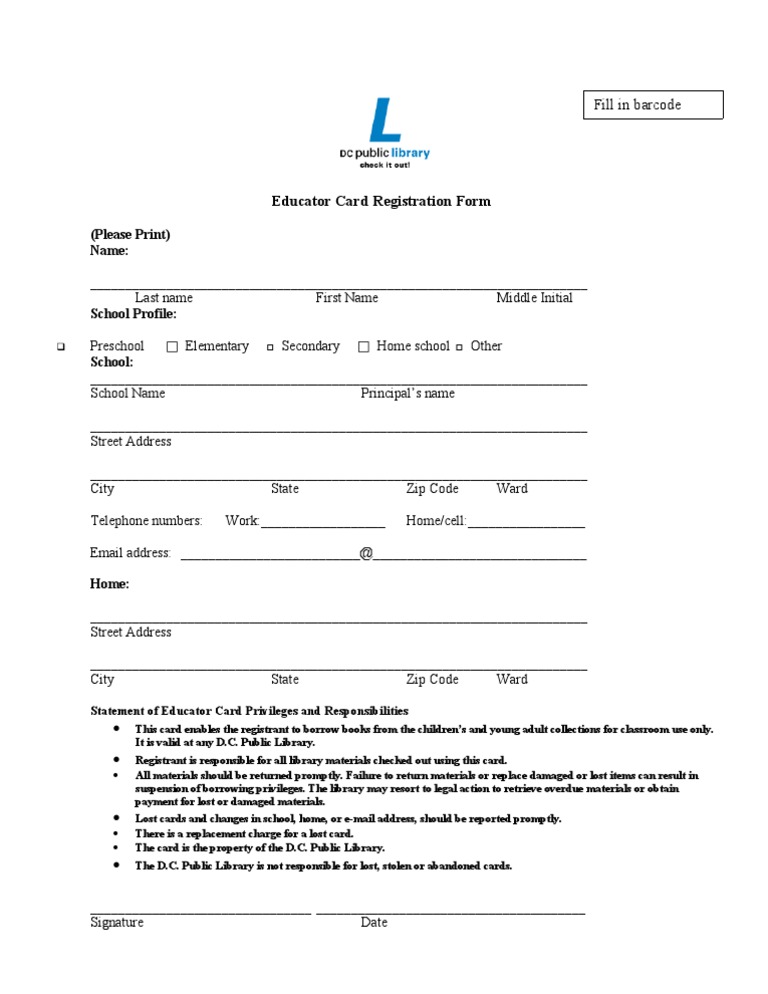 Educator Card Application-2011 | PDF