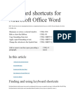 Keyboard Shortcuts For Microsoft Office Word