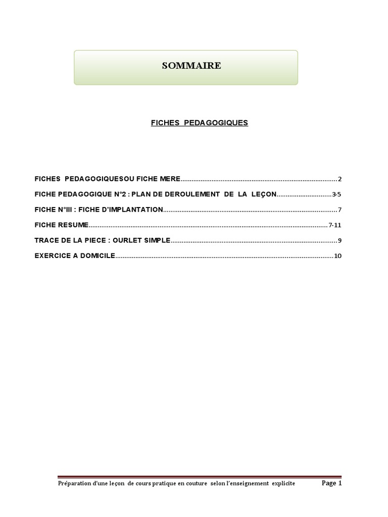 Leçon sur l'Ourlet Simple en Couture | PDF | Pédagogie | Couture