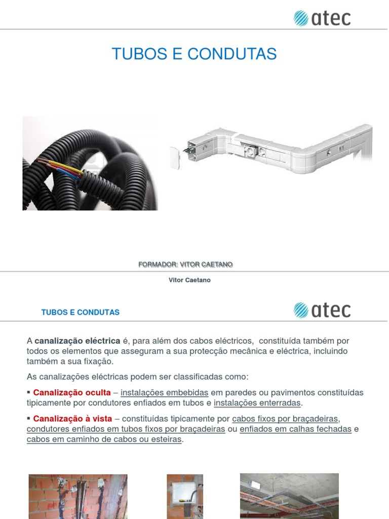 3-Canalizações Eléctricas - Tubos e Condutas | PDF | Engenharia Civil ...