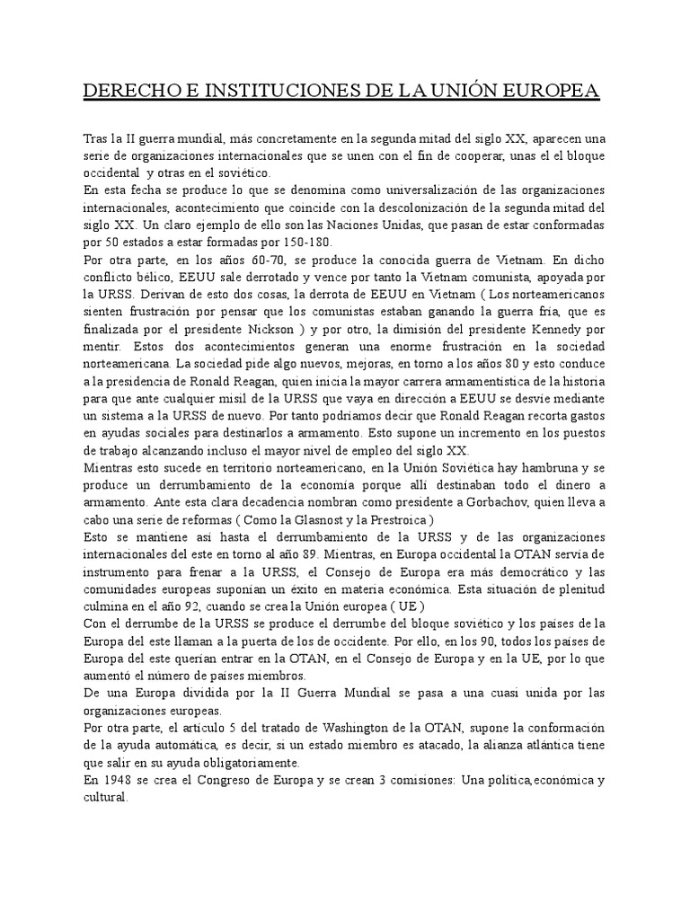 Derecho Europeo PDF Europa Unión Soviética