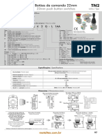 Catalogo TN2BMB-1A e TN2BMG-1A Botao Pulsador Cogumelo 22mm 1NA