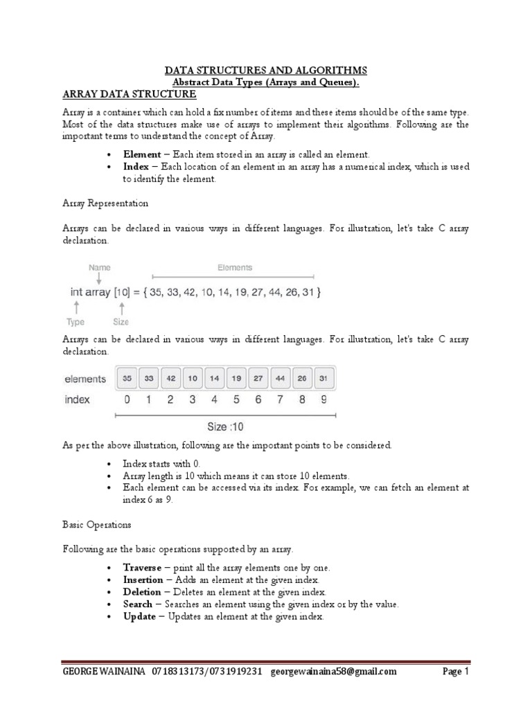 Abstract Data Types (Arrays and Queues) | PDF | Queue (Abstract Data ...