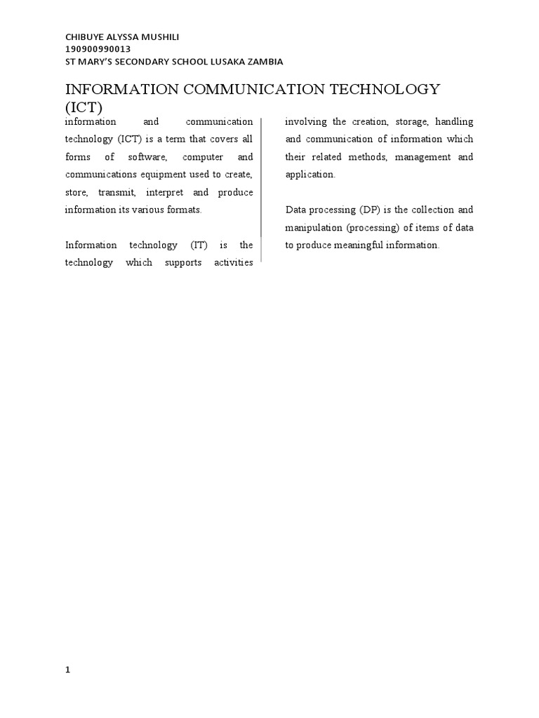 Information Communication Technology PDF