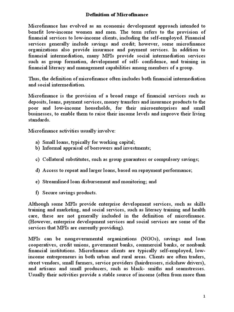 Microfinance Introduction To Principles Of Microfinance Pdf