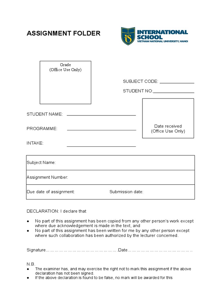 Form Assignment Folder Pdf