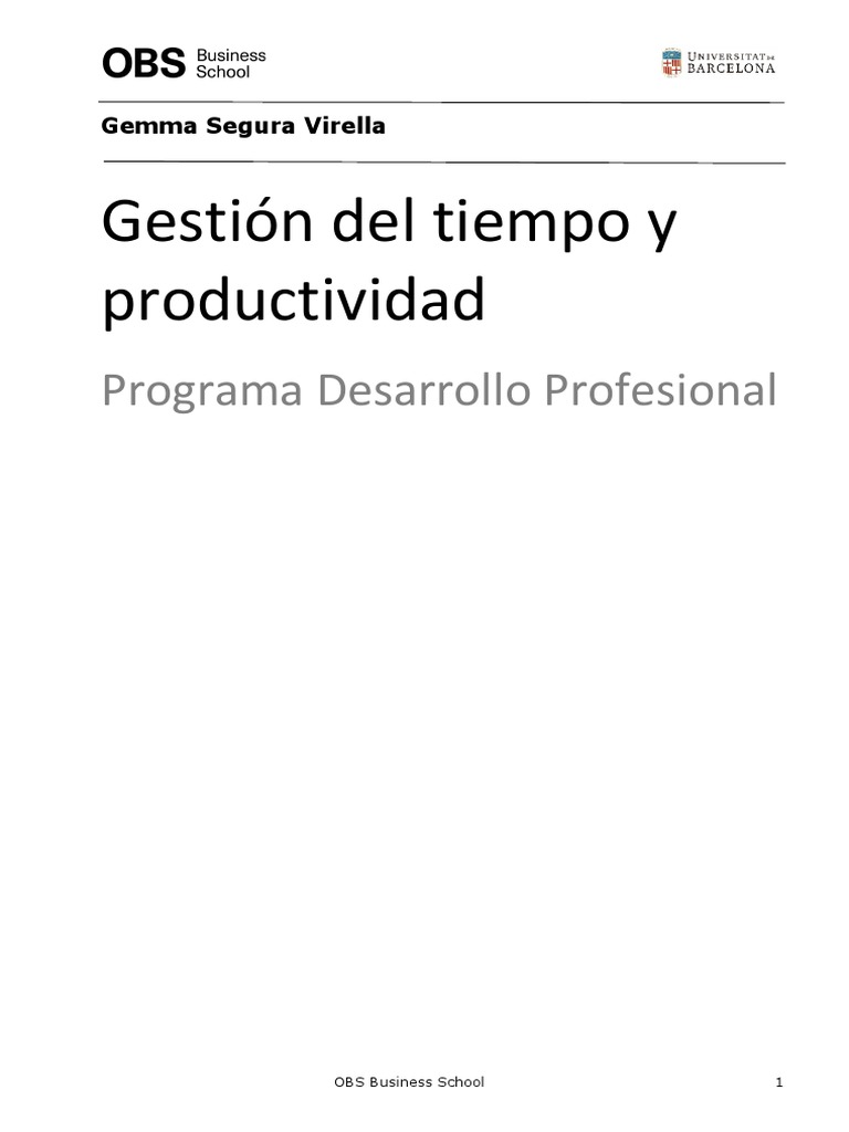 Gestión del Tiempo y Productividad Efectiva | PDF | Gestión del tiempo ...