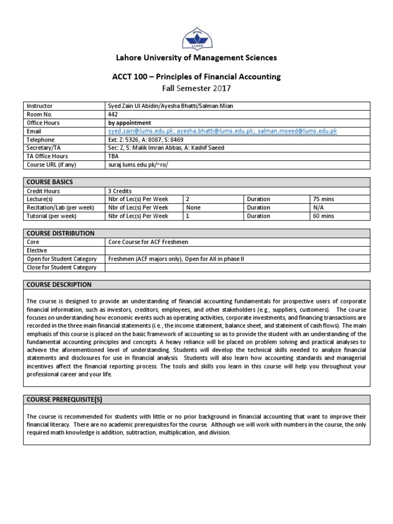 Financial Accounting Course Overview | PDF | Inventory | Financial ...