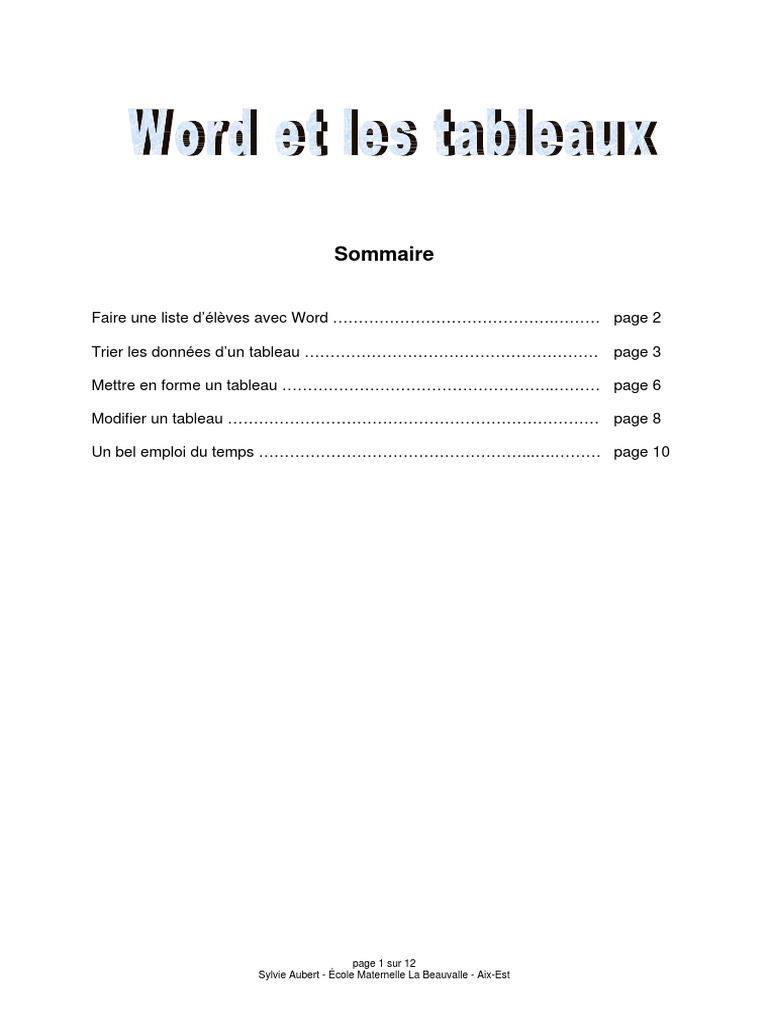 Guide pratique des tableaux Word | PDF | DoubleClick | Logiciel