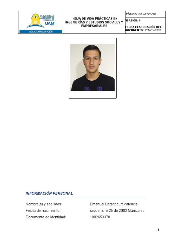 Hoja de Vida2021 Verificada PDF Educación más alta