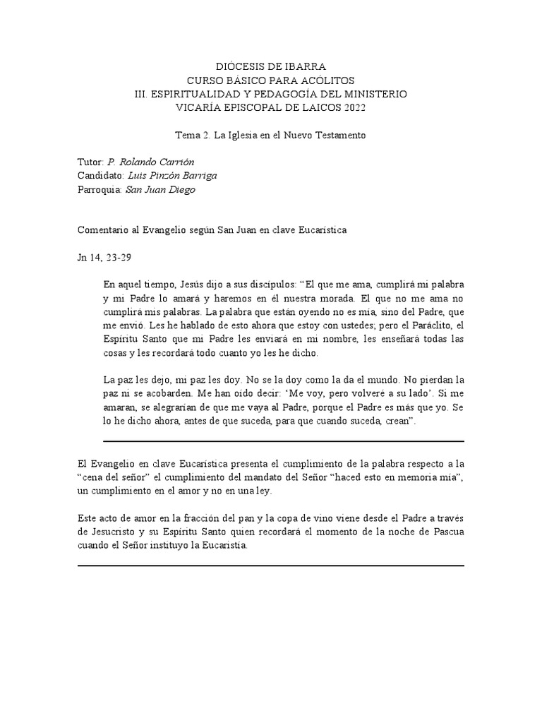 Tema 2 La Iglesia en El Nuevo Testamento | PDF