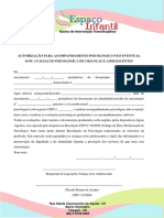 Termo de Autorização Psicoterapia Criança e Adolescente