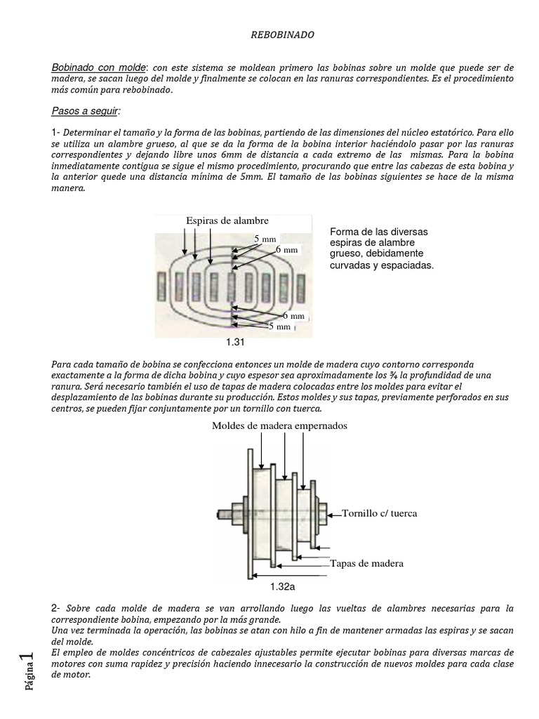 Moldes y Técnicas para Bobinado de Motores | PDF | Tornillo | Inductor