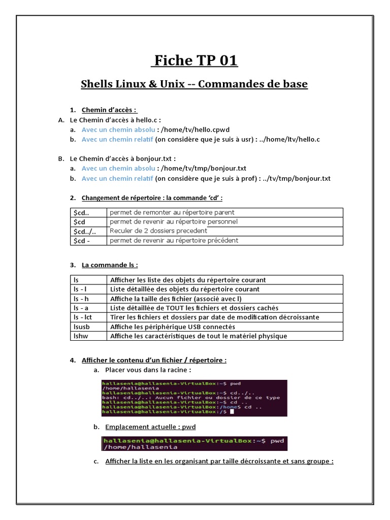 Commandes de base Linux et Unix | PDF | Fichier informatique ...