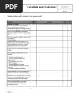 Facilities Internal Audit Checklist