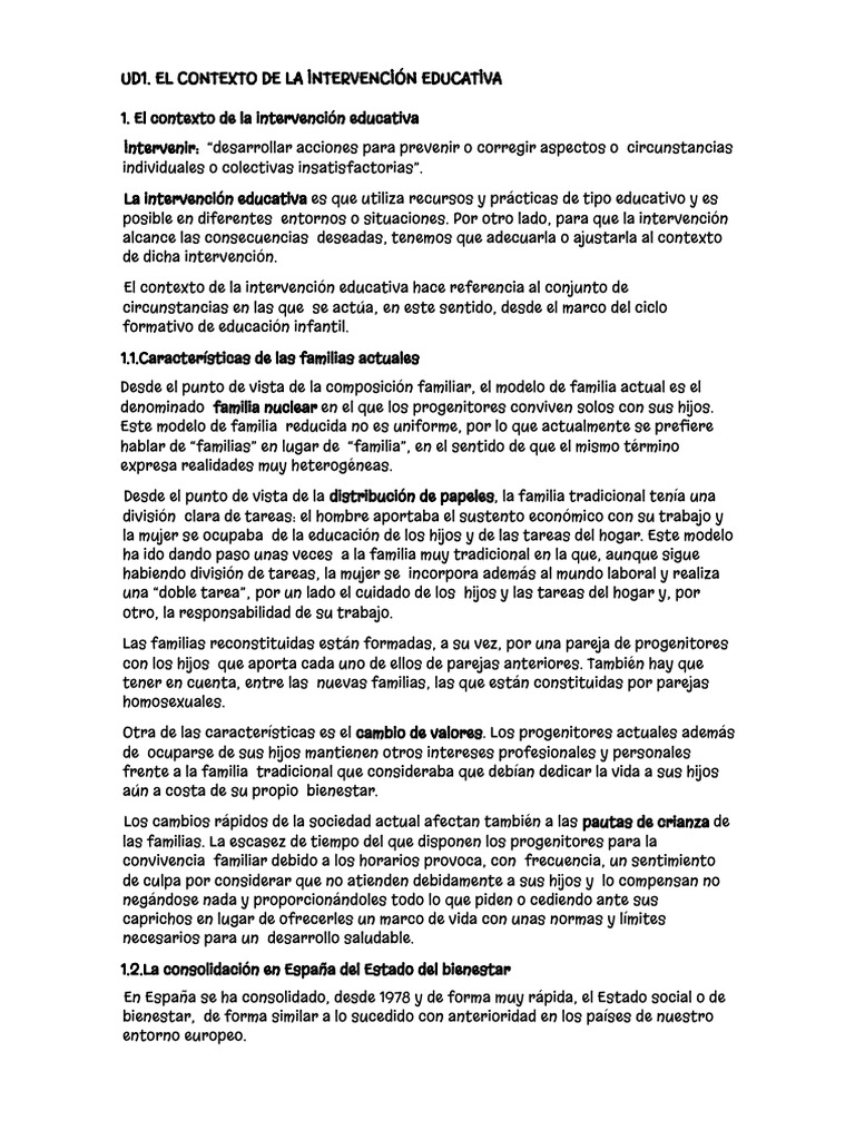 Ud1. El Contexto de La Intervención Educativa | PDF | Derechos | Infancia