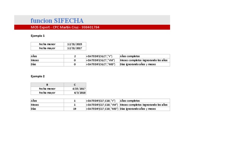 Funcion SIFECHA Ejemplos | PDF