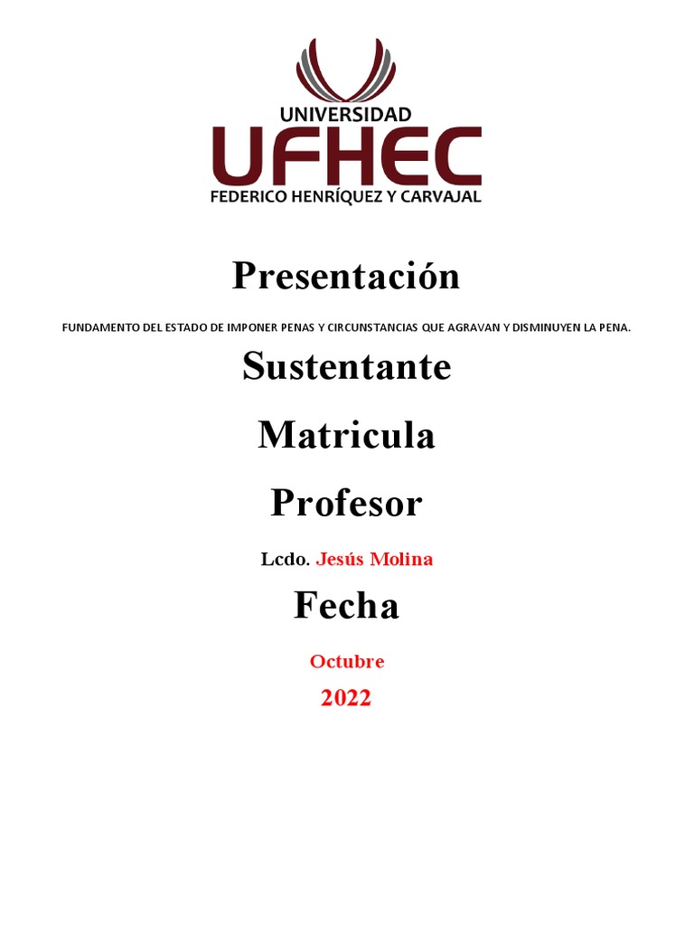 Circunstancias que agravan y disminuyen la pena pdf derecho penal