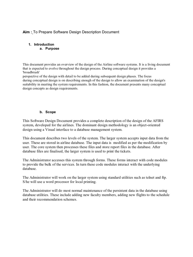 Software Design Description Document | Model–View–Controller | Databases