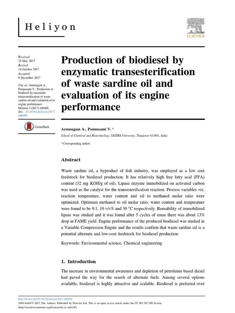 Production of Biodiesel by Enzymatic Transesterifi | PDF | Biodiesel ...