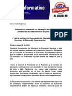 20.05.2020 Comunicado de Prensa. Siguen Clases No Presenciales