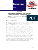 27.05.2020 Cuatro Nuevos Casos Positivos para COVID-19