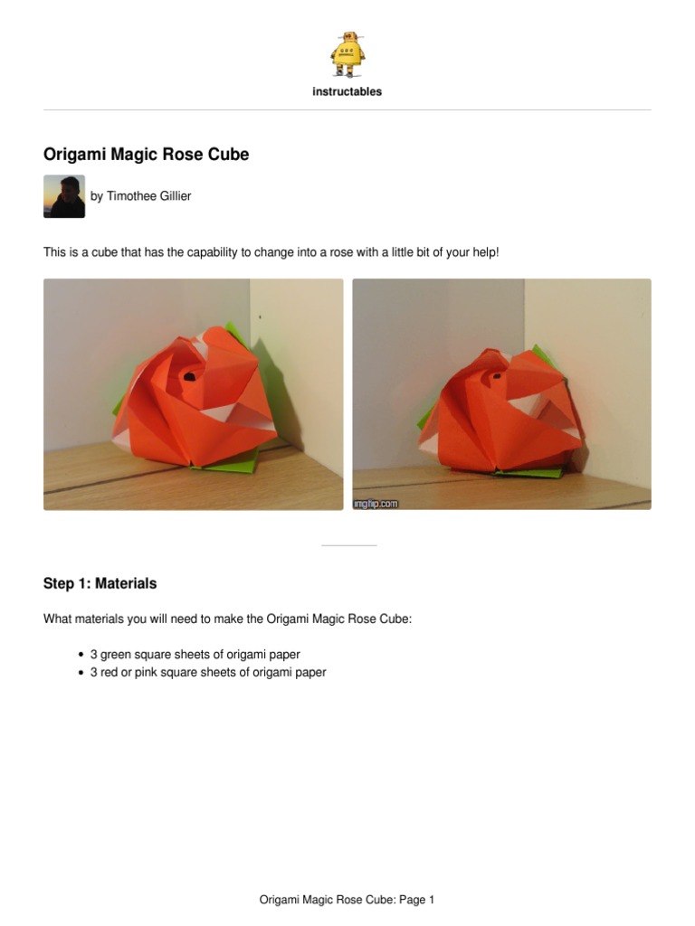 Origami Magic Rose Cube PDF Origami Paper