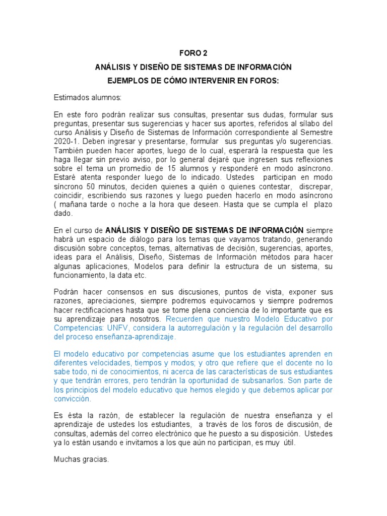 Foro 2 - Tema 2 - Ejemplos de Cómo Intervenir en Foros | PDF ...