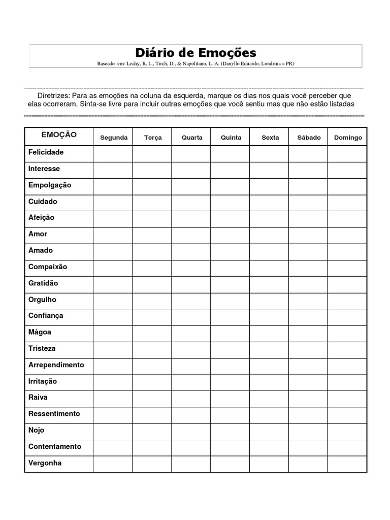 Diario de Emocoes PDF | PDF