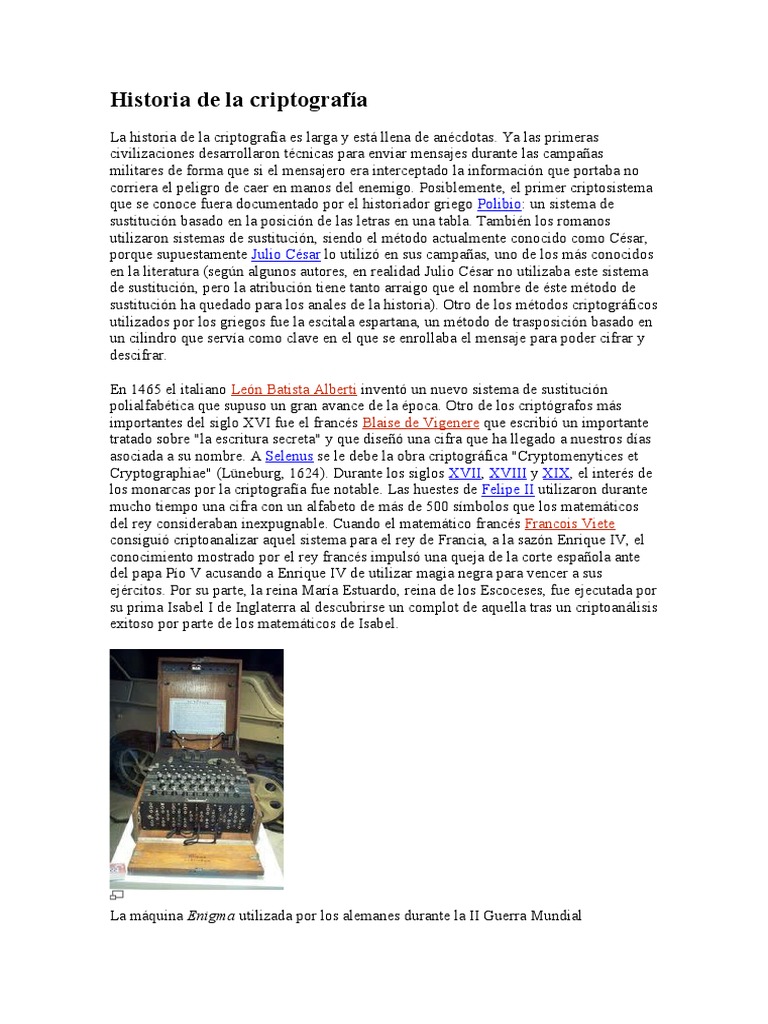 Historia De La Criptografía Pdf Criptografía Comunicaciones Militares